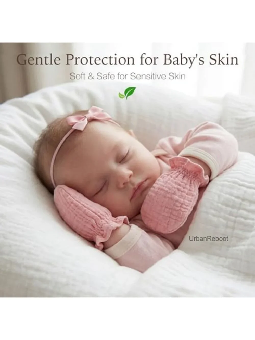 100% Cotton Muslin Baby Mittens for Newborns No Scratch Scratch-Proof Gloves